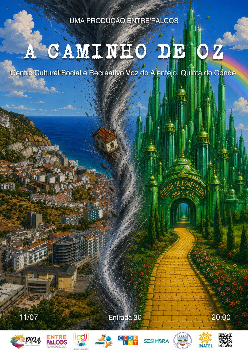 Cartaz do espetáculo A Caminho de Oz, uma produção Entre'Palcos